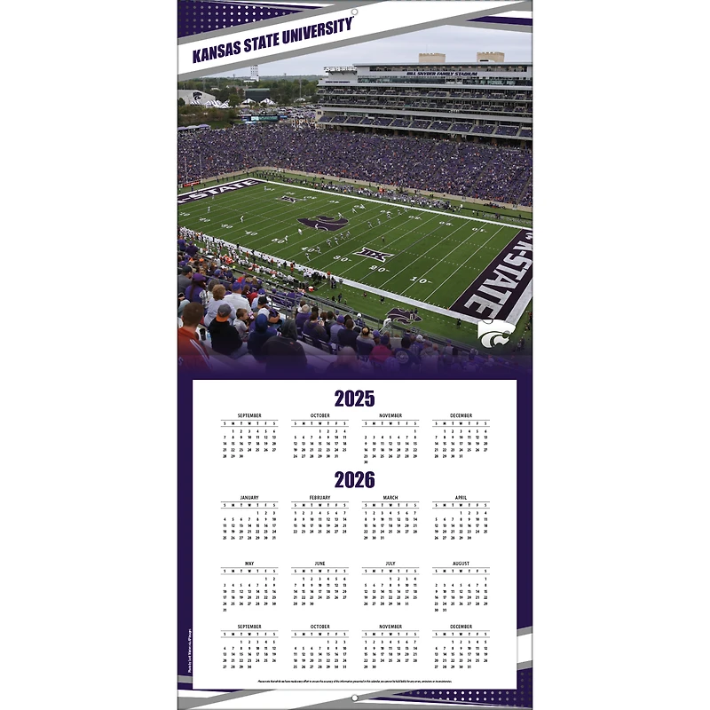 Kansas State Wildcats 12” x 12” 2026 Team Wall Calendar
