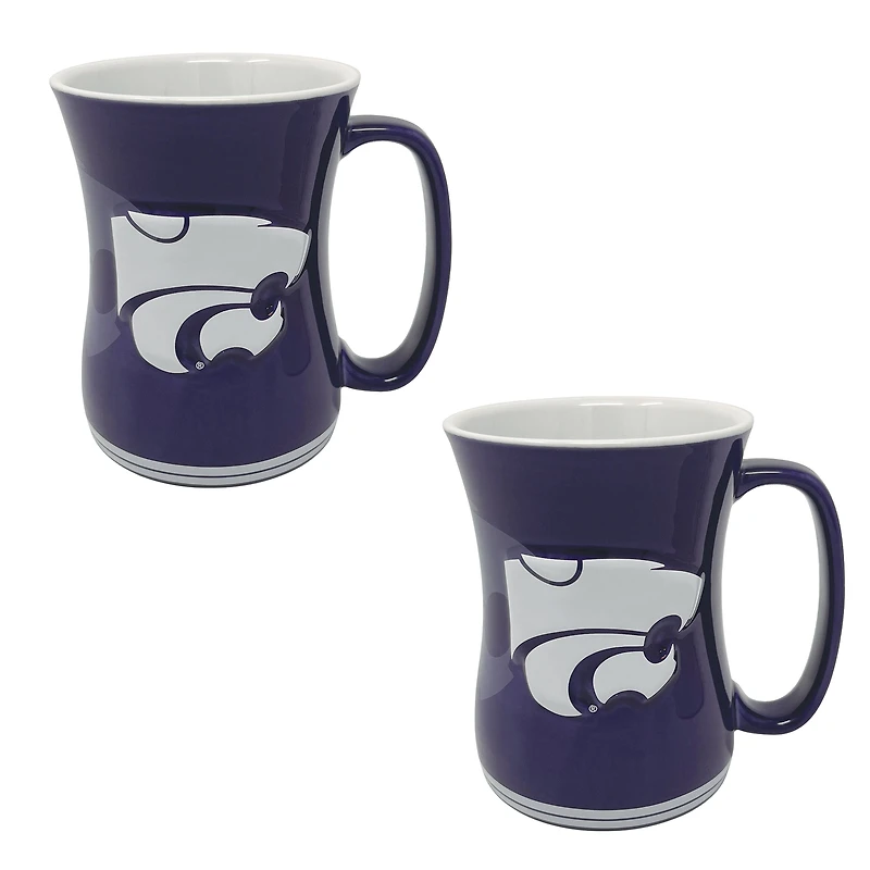 Lot de deux tasses sculptées de barista des Wildcats de l'État du Kansas (473 ml)