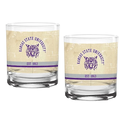 Kansas State Wildcats Two-Pack 14oz. Tan Vintage Glass Set