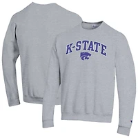 Men's Champion  Heather Gray Kansas State Wildcats Arch Over Logo Pullover Sweatshirt