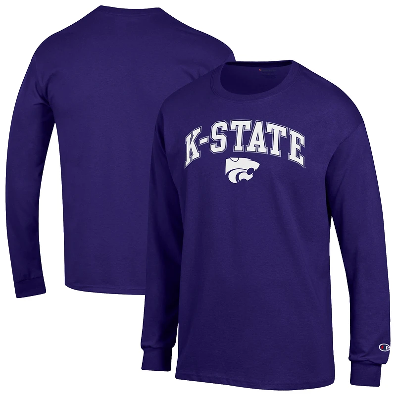 T-shirt à manches longues pour homme Champion Purple Kansas State Wildcats Arch Over Logo