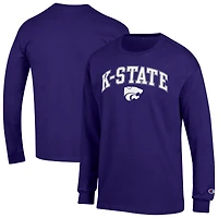 T-shirt à manches longues pour homme Champion Purple Kansas State Wildcats Arch Over Logo