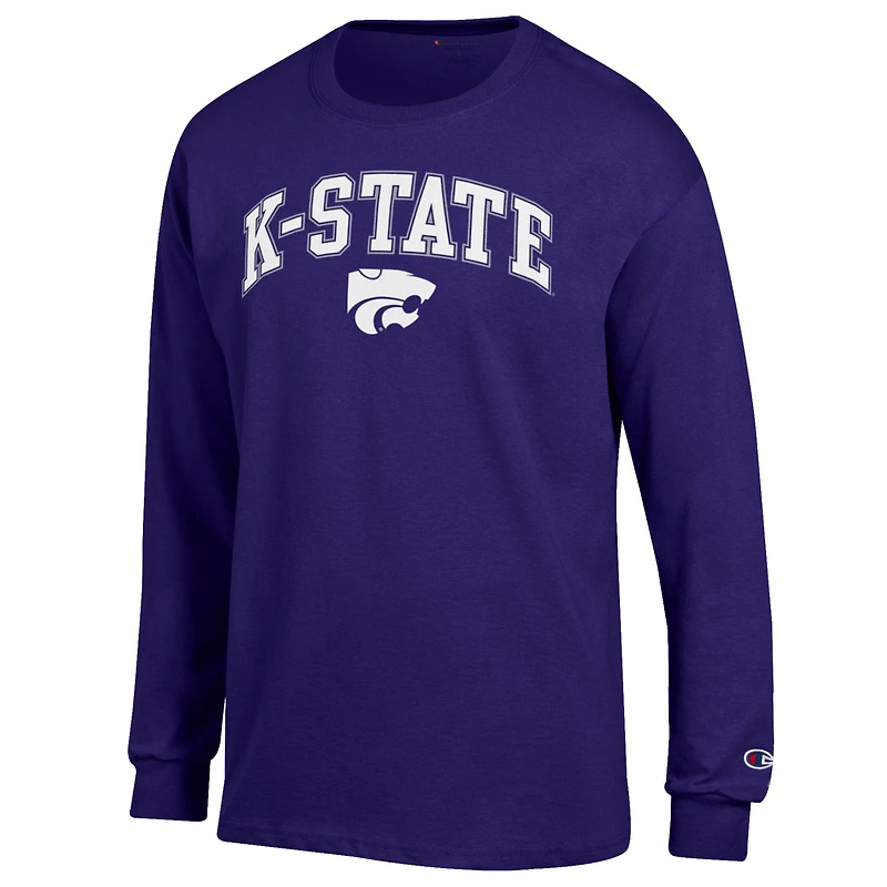 Men's Champion  Purple Kansas State Wildcats Arch Over Logo Long Sleeve T-Shirt
