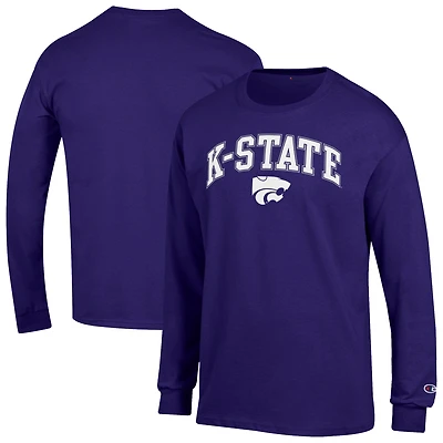 Men's Champion  Purple Kansas State Wildcats Arch Over Logo Long Sleeve T-Shirt
