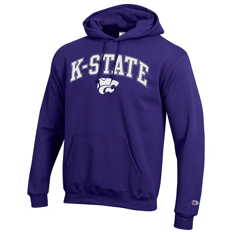 Sweat à capuche violet Champion pour homme Kansas State Wildcats avec logo Arch Over