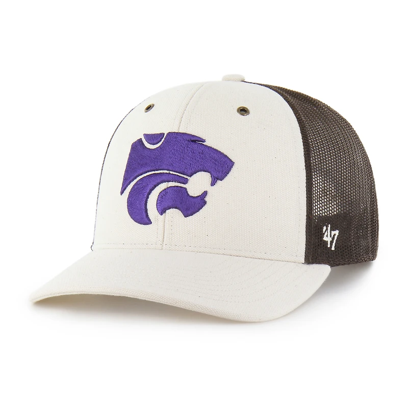 Casquette trucker ajustable Carhartt x '47 pour homme, couleur naturelle/marron, Kansas State Wildcats.