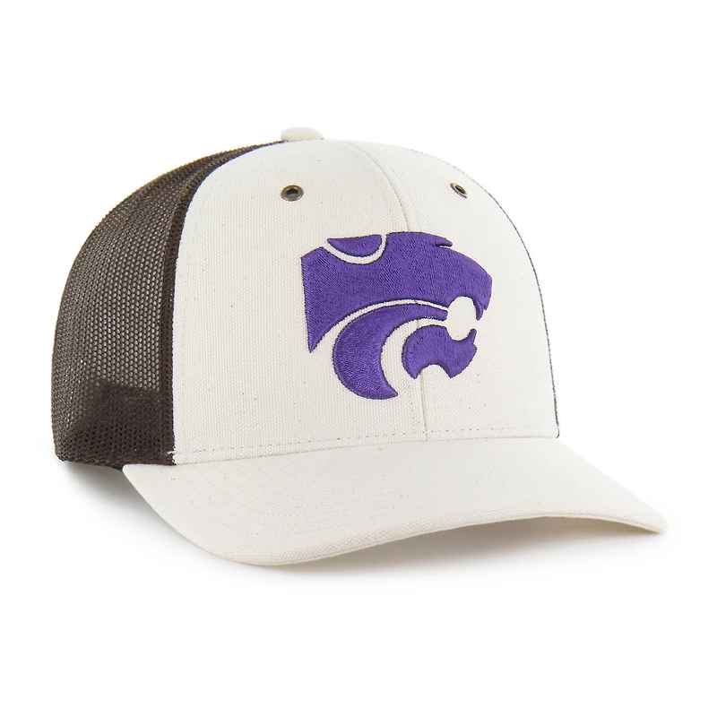 Men's Carhartt x '47 Natural/Brown Kansas State Wildcats Undyed Trucker Adjustable Hat