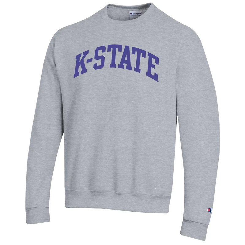 Sweat-shirt en polaire Basic Arch Champion Heather Grey pour homme, Kansas State Wildcats