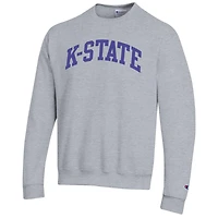 Sweat-shirt en polaire Basic Arch Champion Heather Grey pour homme, Kansas State Wildcats