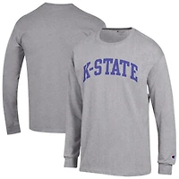 Men's Champion  Heather Gray Kansas State Wildcats Basic Arch Long Sleeve T-Shirt
