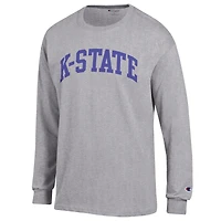 Men's Champion  Heather Gray Kansas State Wildcats Basic Arch Long Sleeve T-Shirt
