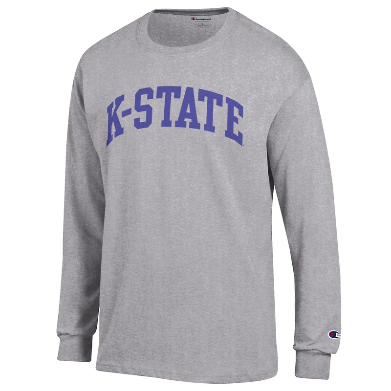 T-shirt à manches longues Basic Arch pour homme, gris chiné, champion des Kansas State Wildcats