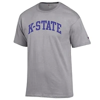 T-shirt basique Champion pour homme, gris chiné, Kansas State Wildcats.