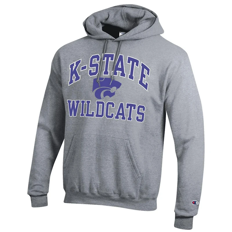 Chandail à capuchon enfiler moteur élevé des Wildcats de l'État du Kansas Champion gris chiné pour homme