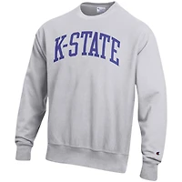 Sweat-shirt à enfiler motif arc-en-ciel Champion pour homme, gris chiné, coupe décontractée, Kansas State Wildcats