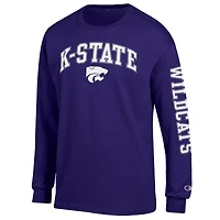 Men's Champion  Purple Kansas State Wildcats Arch Over Logo 2-Hit Long Sleeve T-Shirt