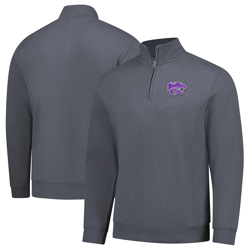 Men's Charcoal Kansas State Wildcats Premium Fleece Quarter-Zip Pullover