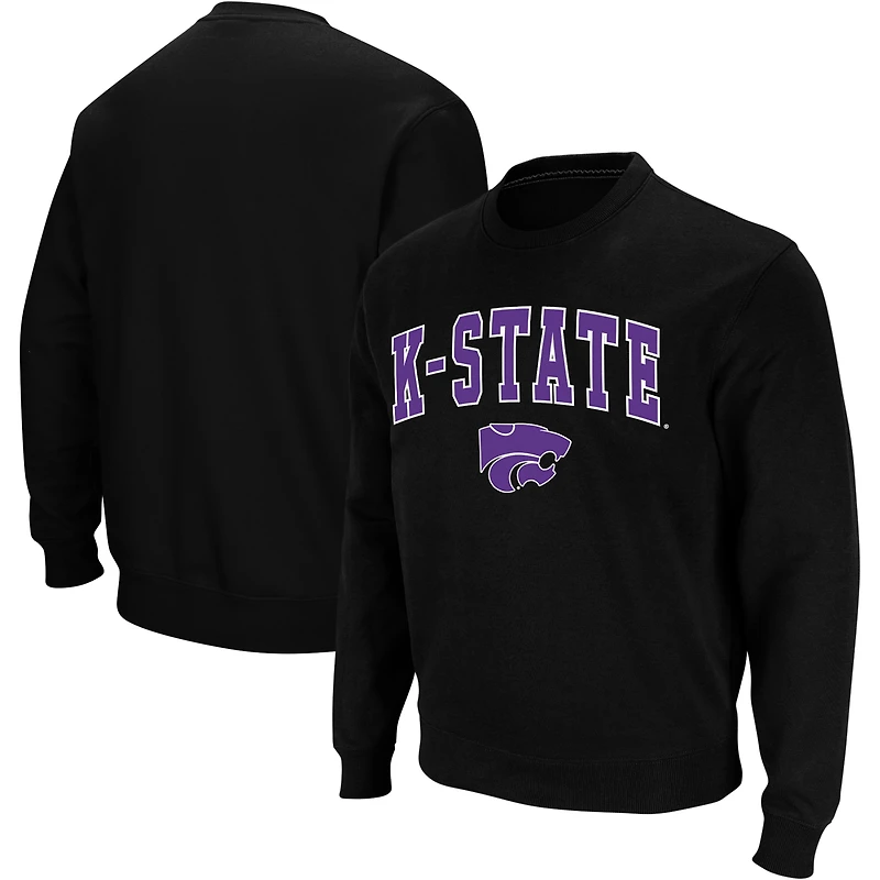 Men's Colosseum Black Kansas State Wildcats Arch & Logo Crew Neck Sweatshirt