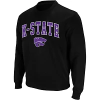 Men's Colosseum Black Kansas State Wildcats Arch & Logo Crew Neck Sweatshirt