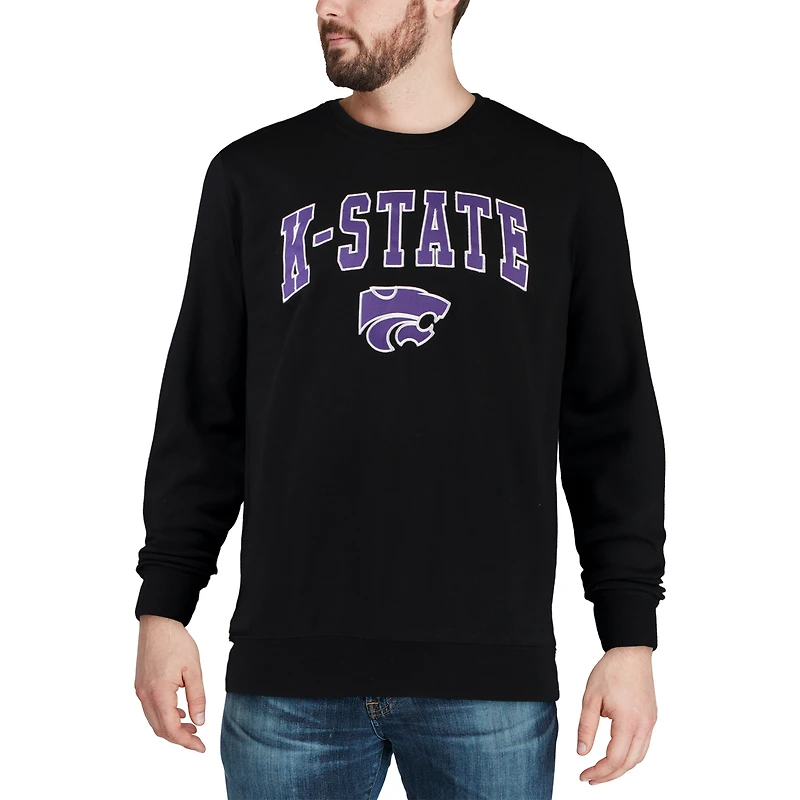 Men's Colosseum Black Kansas State Wildcats Arch & Logo Crew Neck Sweatshirt
