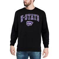 Men's Colosseum Black Kansas State Wildcats Arch & Logo Crew Neck Sweatshirt