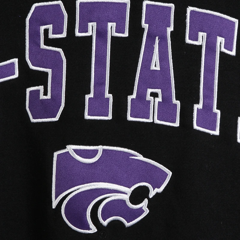 Men's Colosseum Black Kansas State Wildcats Arch & Logo Crew Neck Sweatshirt