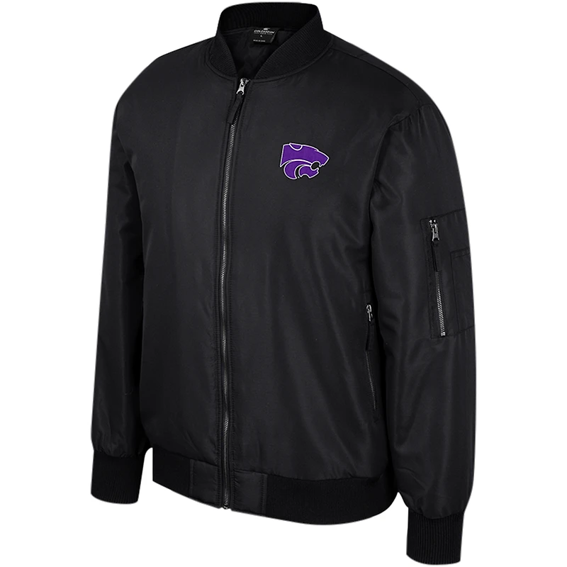 Blouson aviateur entièrement zippé Colosseum pour hommes, Kansas State Wildcats, noir