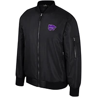 Blouson aviateur entièrement zippé Colosseum pour hommes, Kansas State Wildcats, noir