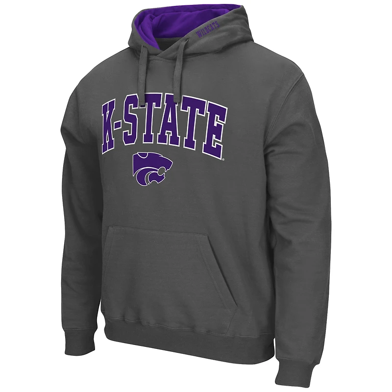 Sweat à capuche Colosseum Charcoal Kansas State Wildcats Arch & Logo 3.0 pour homme