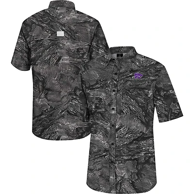 Chemise de pêche Colosseum Charcoal Kansas State Wildcats Realtree Aspect Charter pour homme