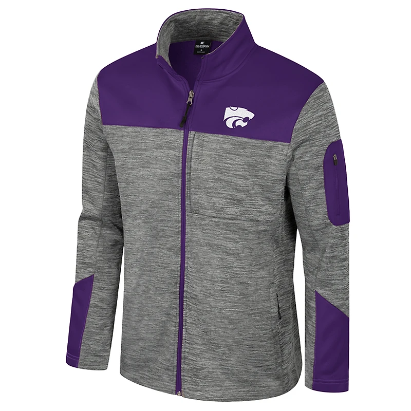 Men's Colosseum  Gray/Purple Kansas State Wildcats Guard Full-Zip Jacket