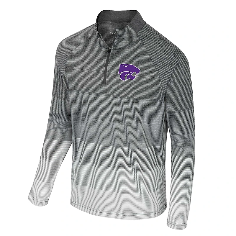 Men's Colosseum  Gray Kansas State Wildcats AI Striped Mesh Quarter-Zip Raglan Windshirt