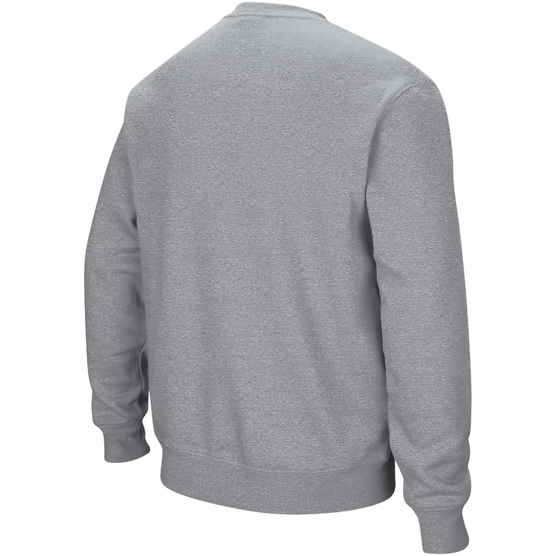 Men's Colosseum Heather Gray Kansas State Wildcats Arch & Logo Crew Neck Sweatshirt