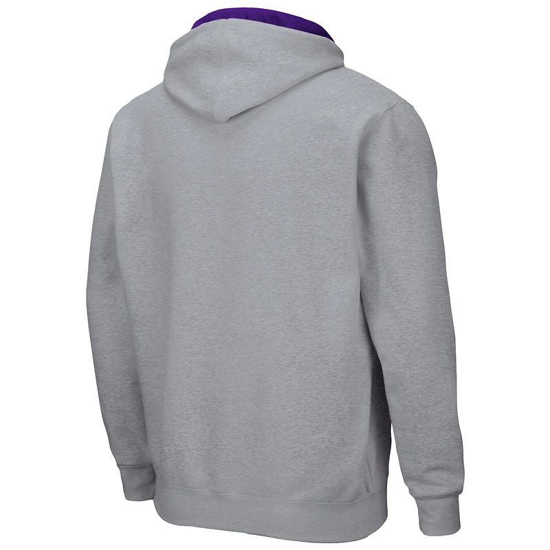 Men's Colosseum Heathered Gray Kansas State Wildcats Arch & Logo 3.0 Full-Zip Hoodie