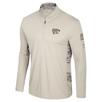 Men's Colosseum Natural Kansas State Wildcats OHT Military Appreciation Quarter-Zip Jacket