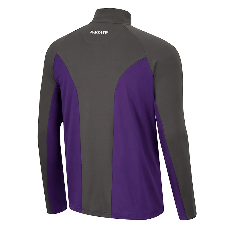 Men's Colosseum Purple/Charcoal Kansas State Wildcats Two Yutes Raglan Quarter-Zip Windshirt
