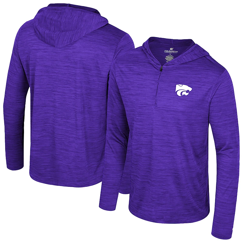 Sweat à capuche léger quart de zip Always Sunny pour homme, violet, des Kansas State Wildcats