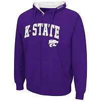 Men's Colosseum Purple Kansas State Wildcats Arch & Logo 3.0 Full-Zip Hoodie