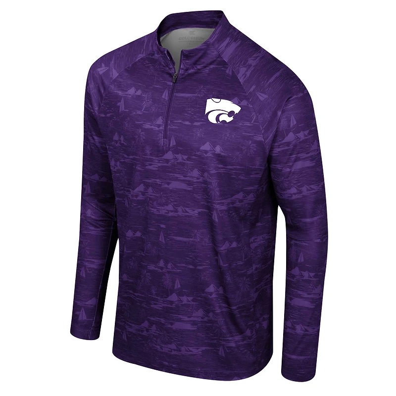 Veste à quart de zip Colosseum Purple Kansas State Wildcats Carson Raglan pour hommes