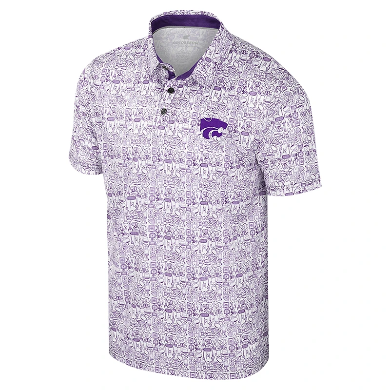 Polo à imprimé intégral pour homme Colosseum Purple Kansas State Wildcats It's Time!