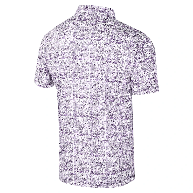Polo à imprimé intégral pour homme Colosseum Purple Kansas State Wildcats It's Time!