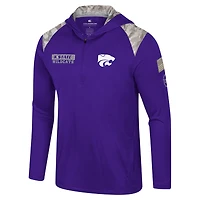 Veste à capuche glissière quart de tour pour homme Colosseum Purple Kansas State Wildcats OHT Military Appreciation