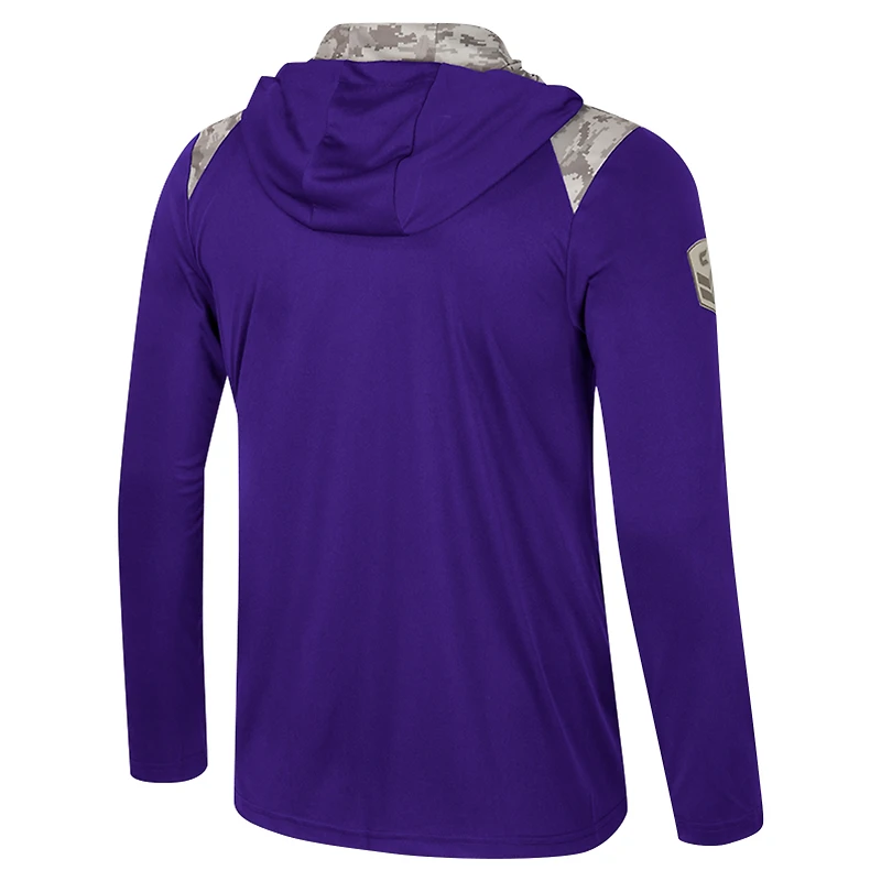 Men's Colosseum Purple Kansas State Wildcats OHT Military Appreciation Quarter-Zip Hoodie Jacket