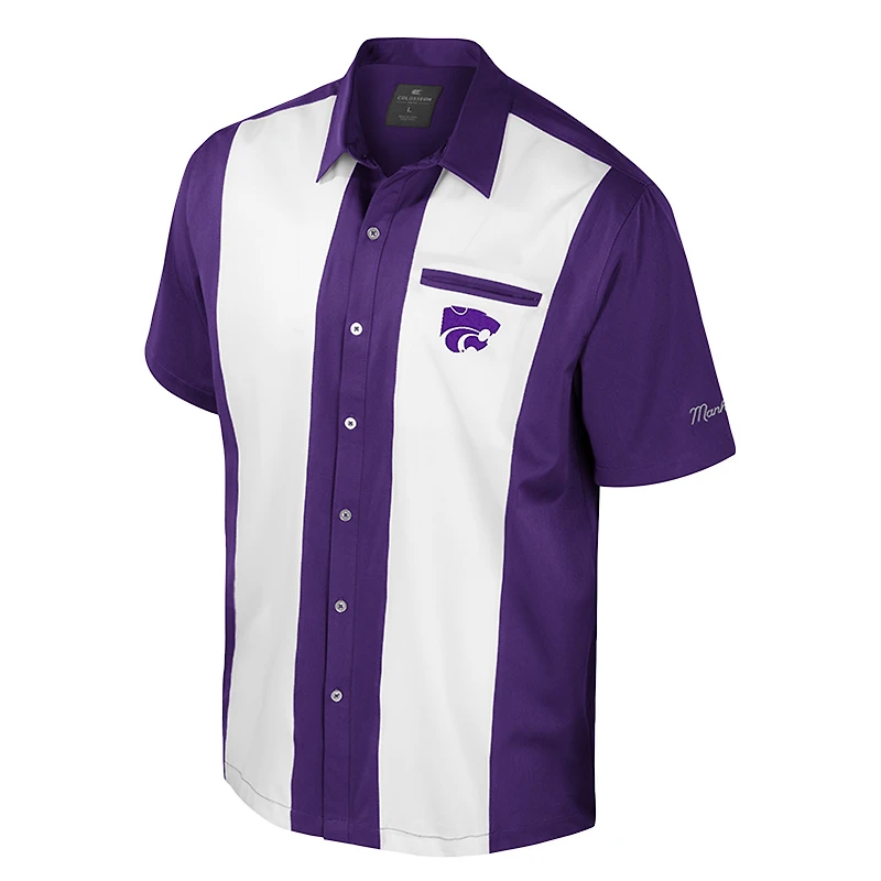 Chemise boutonnée violette pour homme, motif Colosseum, Kansas State Wildcats Strike Bowling
