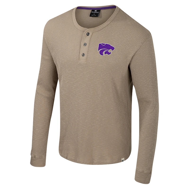 Chemise Henley à manches longues Great Outdoors pour homme Colosseum Tan Kansas State Wildcats