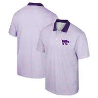 Polo à rayures Colosseum pour homme, blanc/violet Kansas State Wildcats