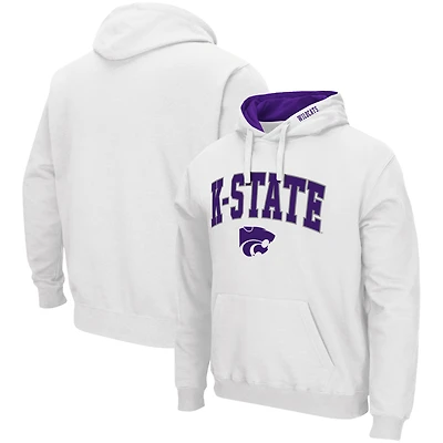 Men's Colosseum White Kansas State Wildcats Arch & Logo 3.0 Pullover Hoodie