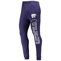Men's Concepts Sport Purple/Heather Charcoal Kansas State Wildcats Meter Long Sleeve Hoodie T-Shirt & Jogger Pajama Set