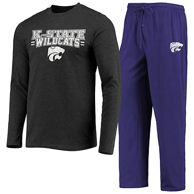 Men's Concepts Sport Purple/Heathered Charcoal Kansas State Wildcats Meter Long Sleeve Top & Pants Sleep Set