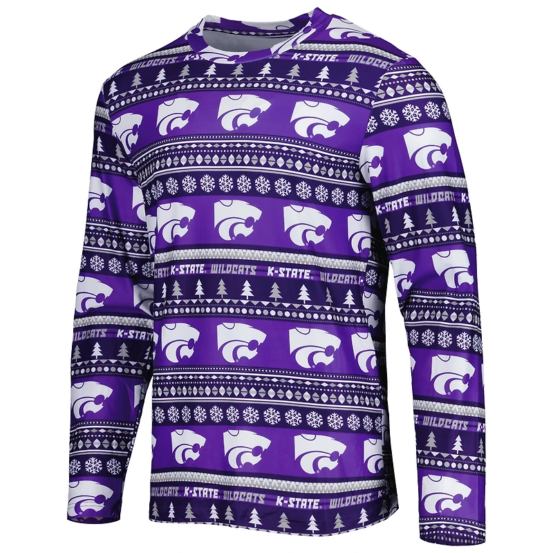 Men's Concepts Sport Purple Kansas State Wildcats Swivel Long Sleeve Top & Pants Sleep Set